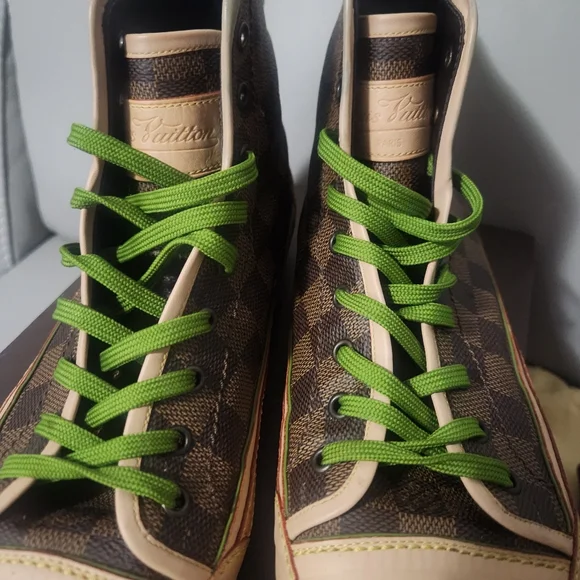 Louis Vuitton Brown Damier Ebene Canvas Leather High Top Vintage - Picture 5 of 14